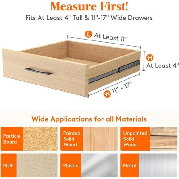 8 Pack Drawer Dividers Adjustable Dresser Drawer 4" High, 11-17" - Picture 2 of 6